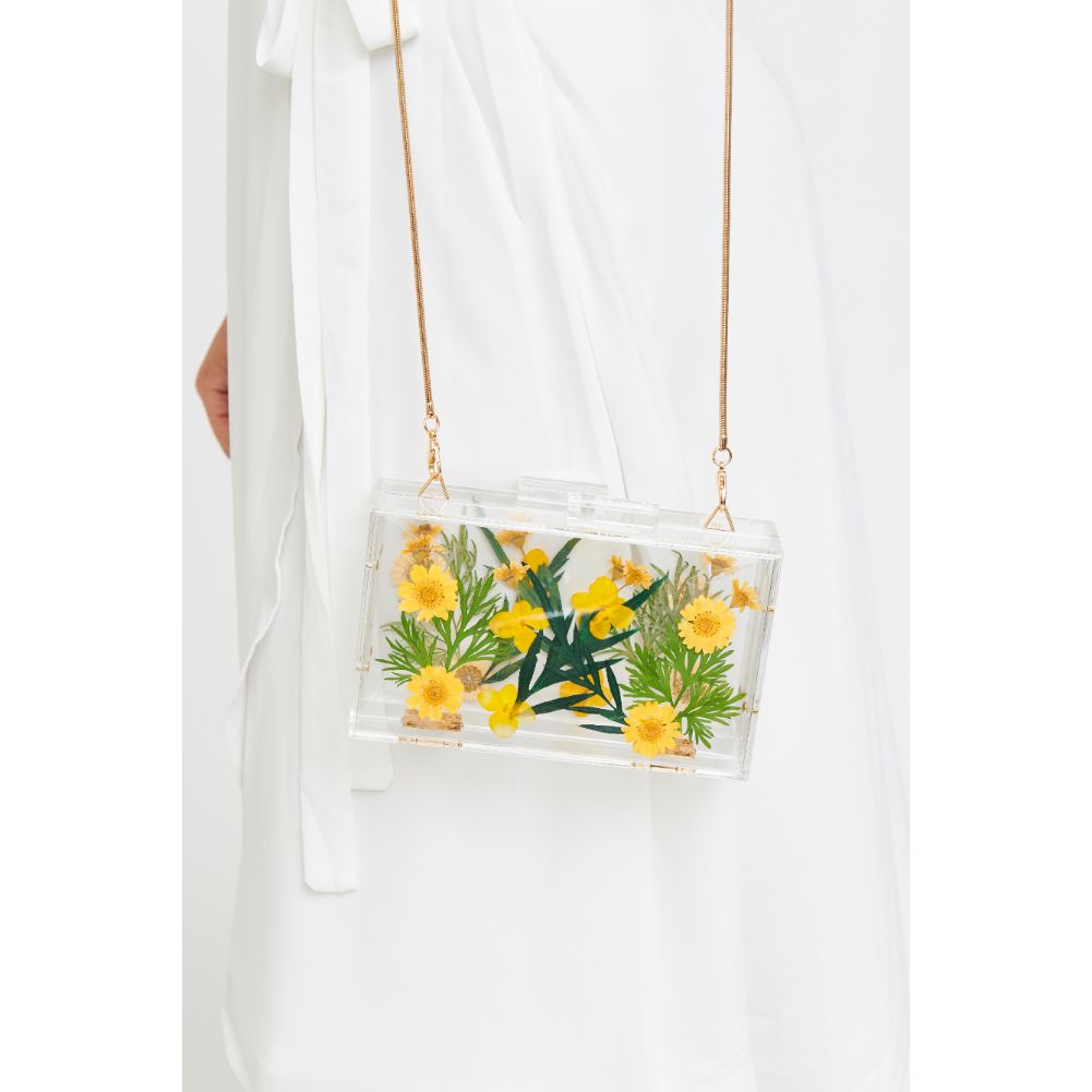 Woman wearing Yellow Urban Expressions Fiore Evening Bag 840611180391 View 2 | Yellow