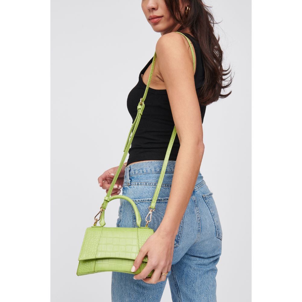 Woman wearing Lime Urban Expressions Lucas - Croco Crossbody 818209018425 View 2 | Lime