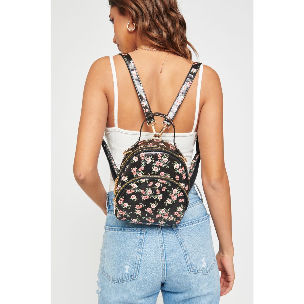 Woman wearing Black Urban Expressions Nichole Floral Backpack 840611181190 View 1 | Black