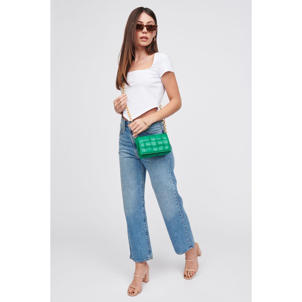 Woman wearing Kelly Green Urban Expressions Holden Crossbody 818209018302 View 3 | Kelly Green