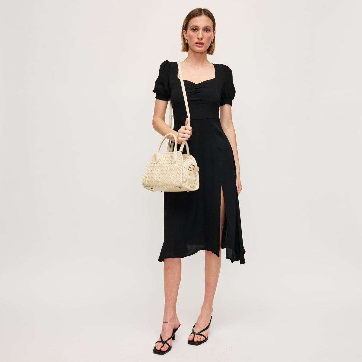 Woman wearing Oatmilk Urban Expressions Kristie Crossbody 840611144959 View 3 | Oatmilk