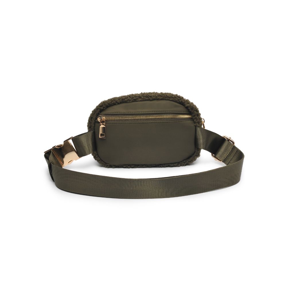 Woman wearing Olive Urban Expressions Santi Belt Bag 840611190482 View 7 | Olive