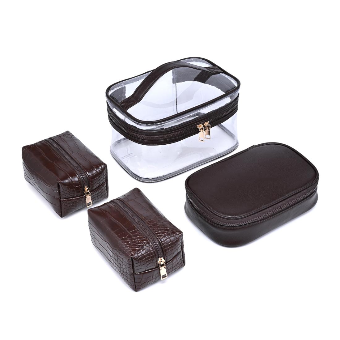 Woman wearing Chocolate Urban Essentials Croc Chic - 4 Piece Train Case Set 840504215704 View 1 | Chocolate