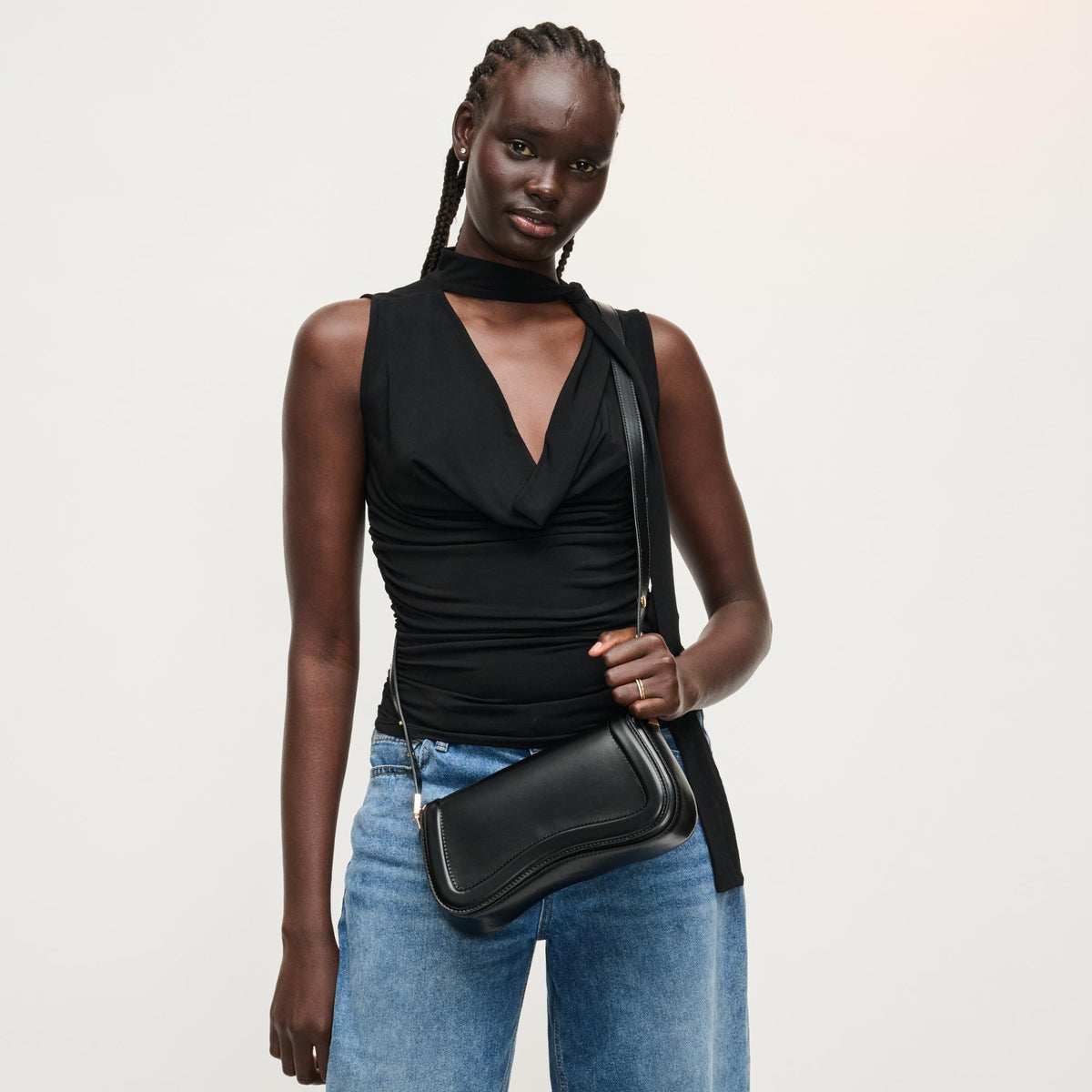 Woman wearing Black Urban Expressions Max Shoulder Bag 840504208409 View 3 | Black