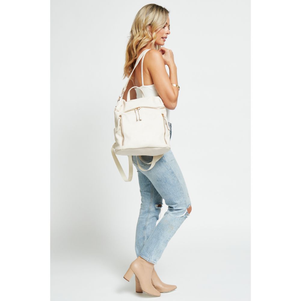 Woman wearing Cream Urban Expressions Jefferson Backpack 840611179760 View 2 | Cream