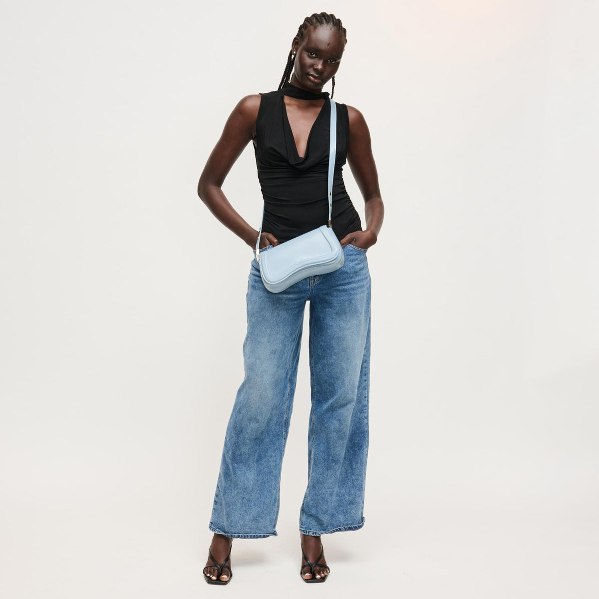Woman wearing Denim Urban Expressions Max Shoulder Bag 840504208461 View 2 | Denim