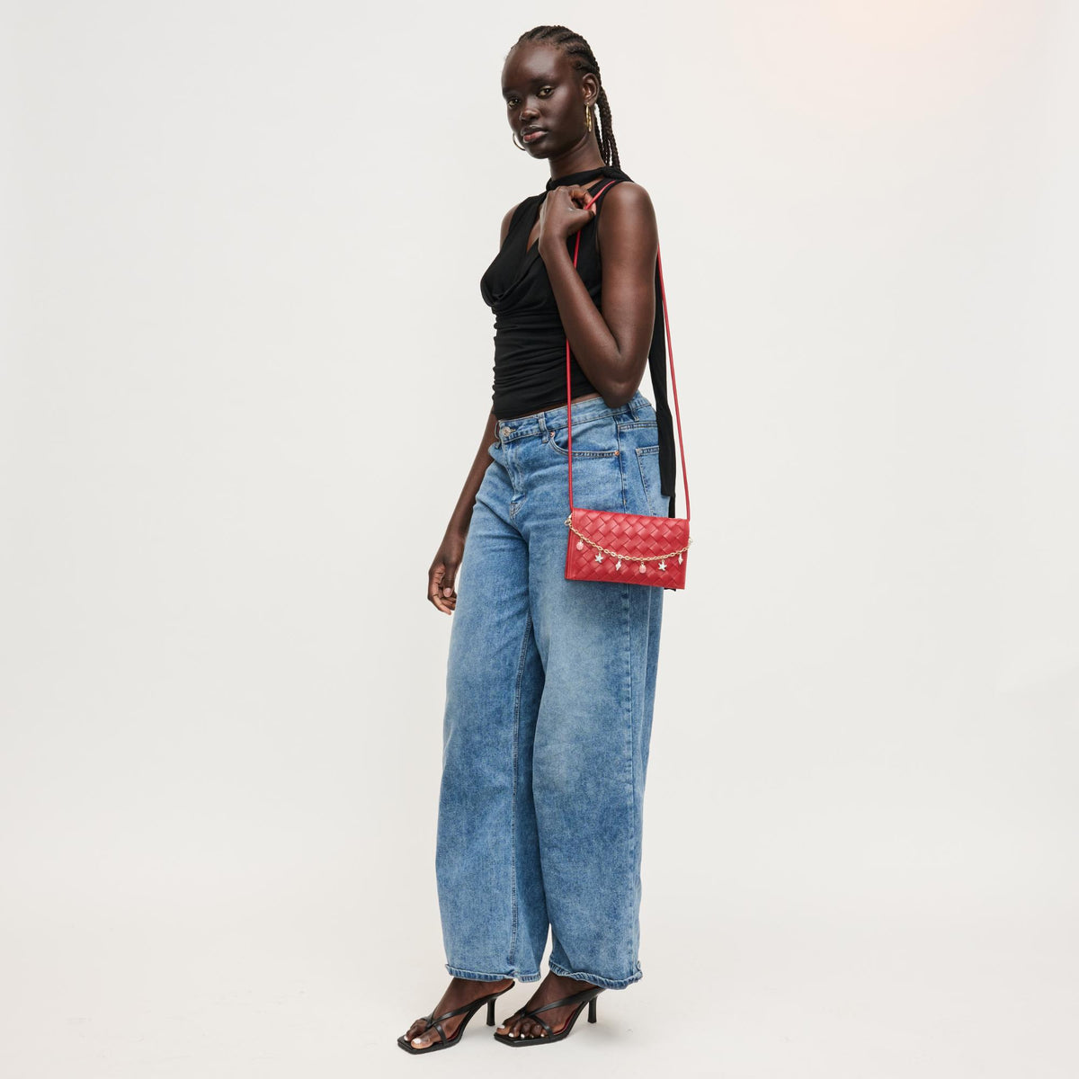 Woman wearing Red Urban Expressions Aubrey Crossbody 840504205637 View 2 | Red