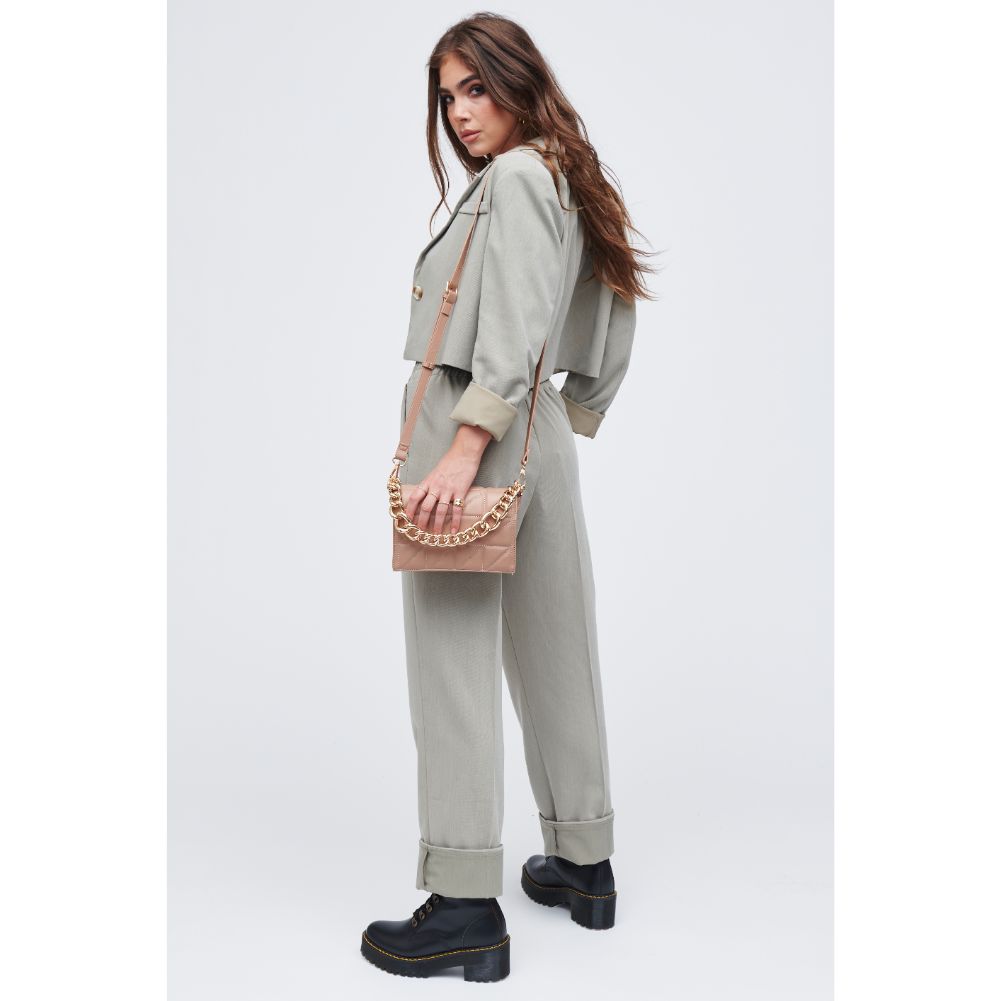 Woman wearing Camel Urban Expressions Alani Crossbody 818209011464 View 3 | Camel