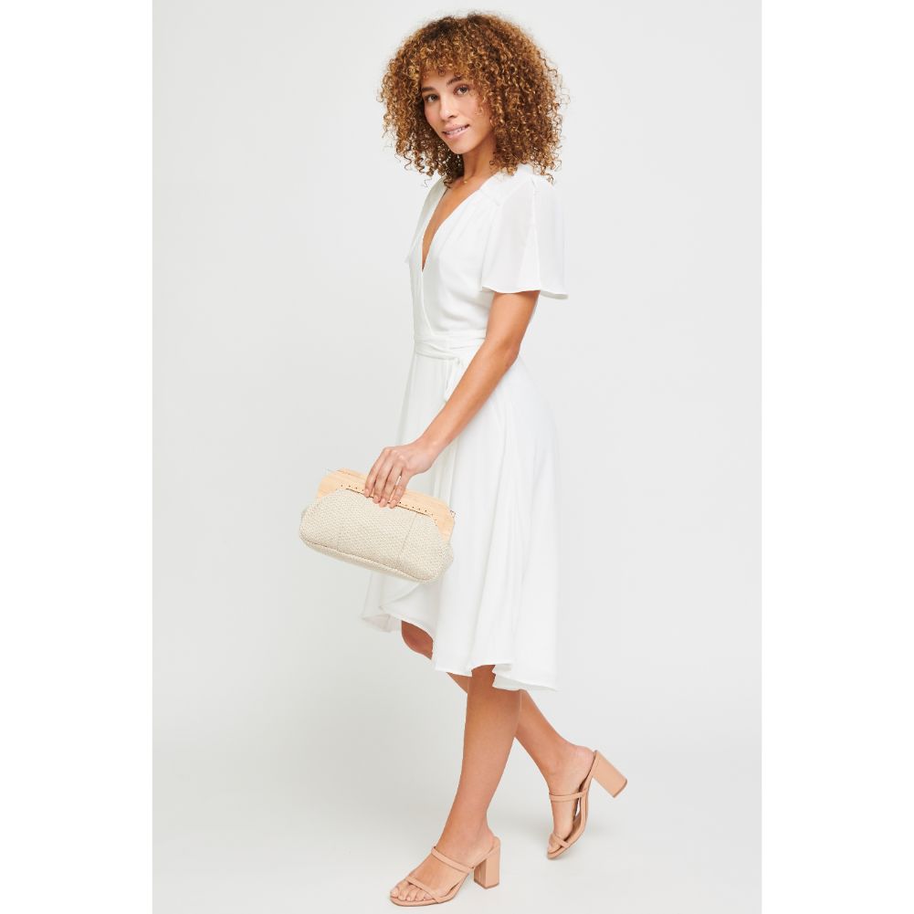 Woman wearing Tan Urban Expressions Echo Clutch 840611182142 View 3 | Tan