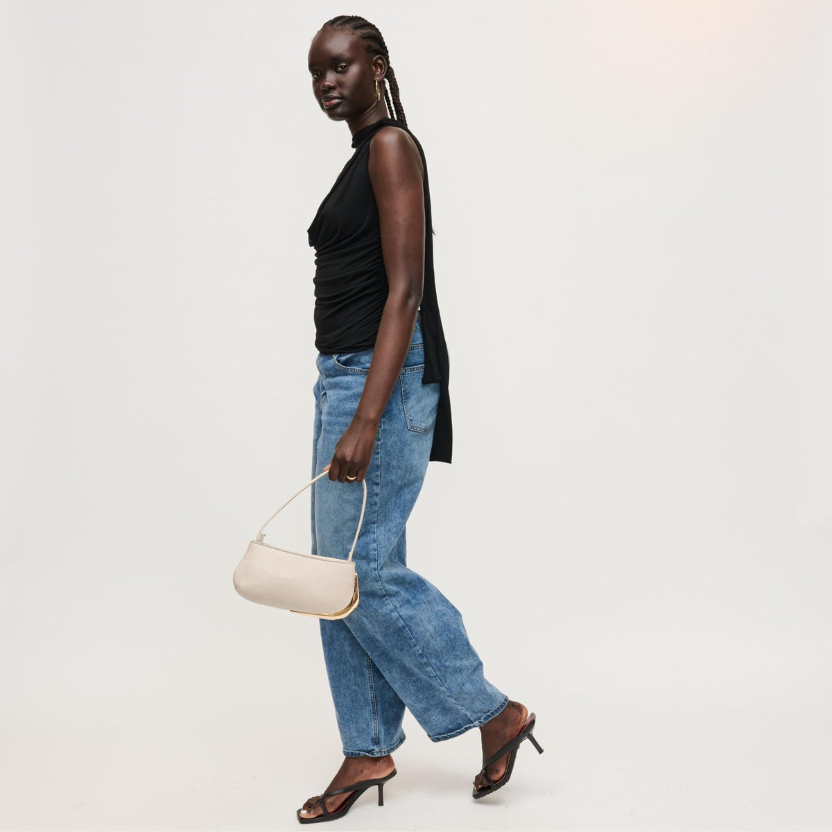Woman wearing Cream Urban Expressions Cooper Shoulder Bag 840504205750 View 3 | Cream