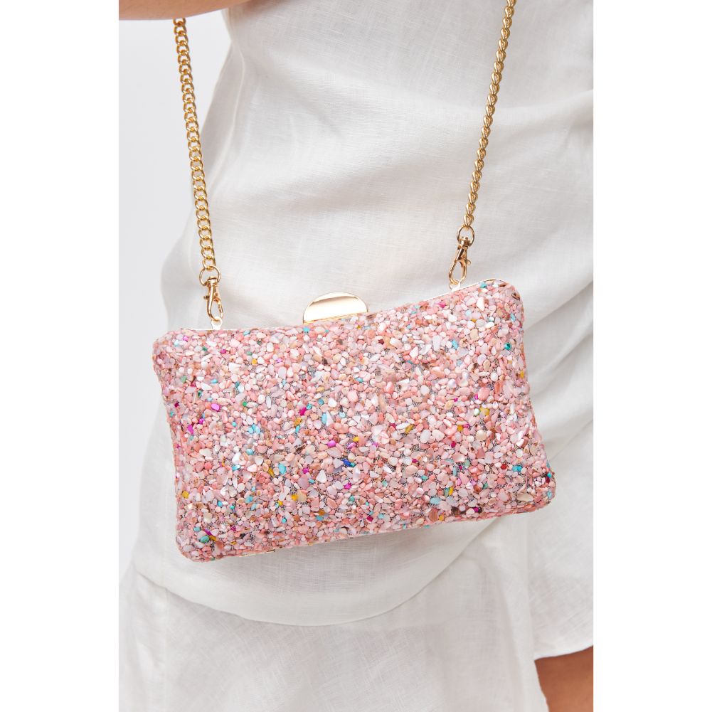 Woman wearing Pink Urban Expressions Shelley Evening Bag 840611118202 View 1 | Pink