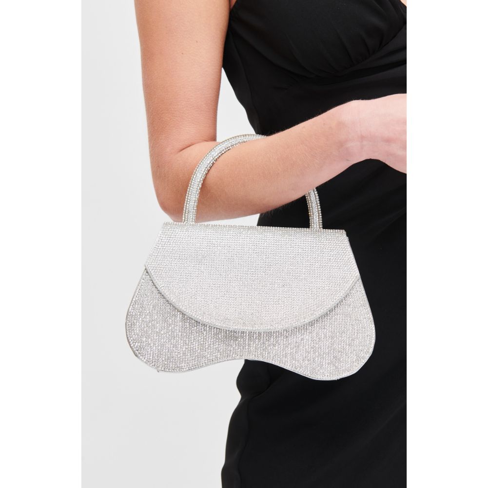 Woman wearing Silver Urban Expressions Zadie Evening Bag 840611122476 View 1 | Silver