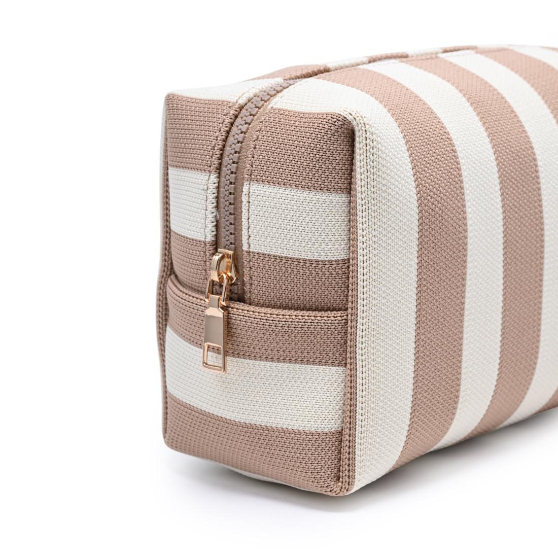 Urban Essentials Essential Stripe Cosmetic & Travel Organizer Pouch 840504215872 View 8 | Natural Ivory