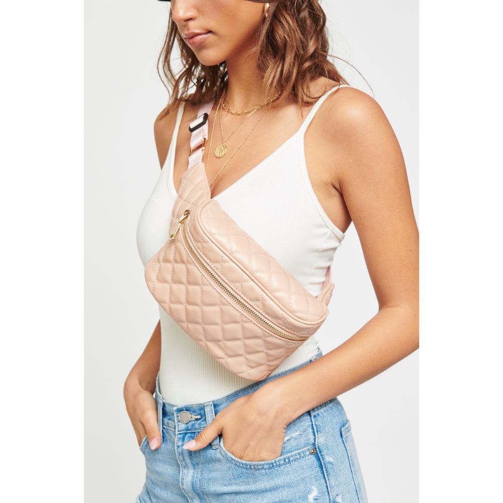 Woman wearing Nude Urban Expressions Hawthorn Belt Bag NA-840611158598 View 4 | Nude
