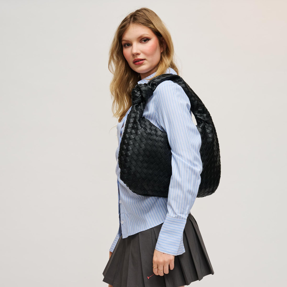 Woman wearing Black Urban Expressions Vanessa Hobo 840611175090 View 2 | Black