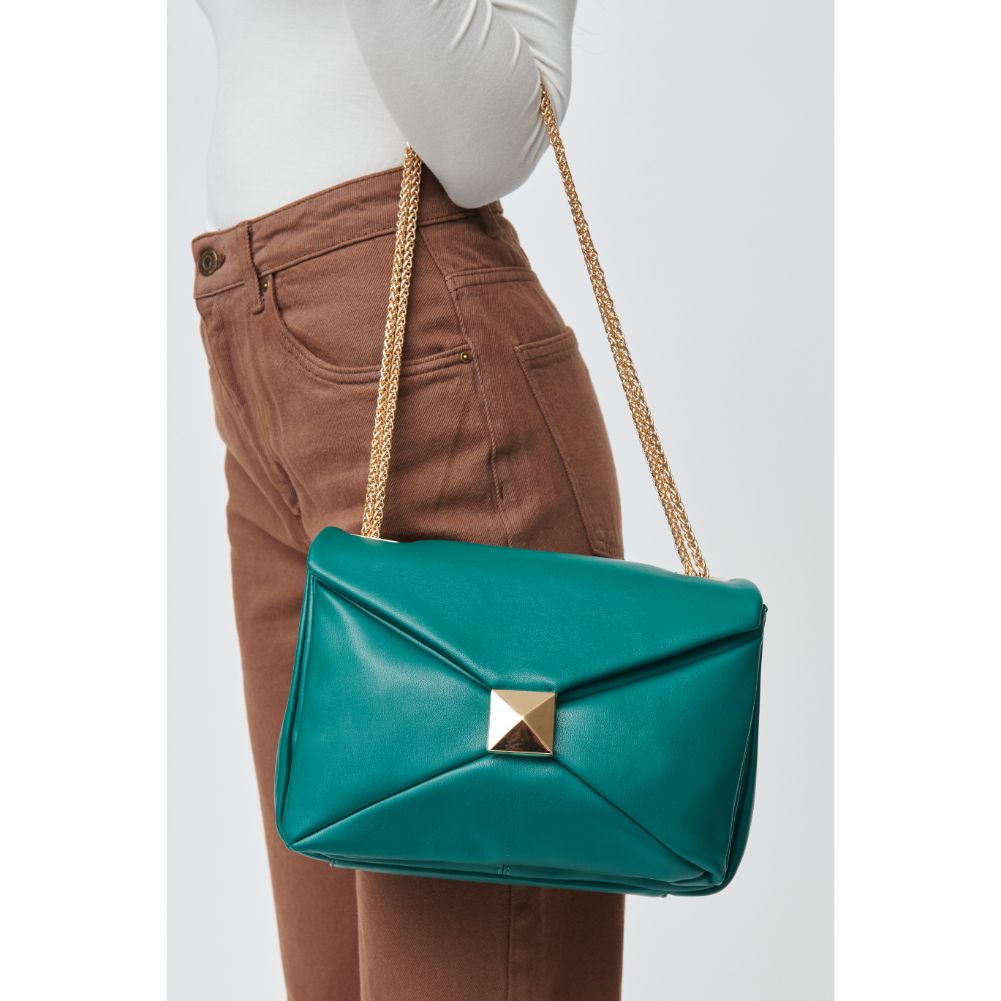 Woman wearing Emerald Urban Expressions Ribbon Crossbody 840611102836 View 1 | Emerald