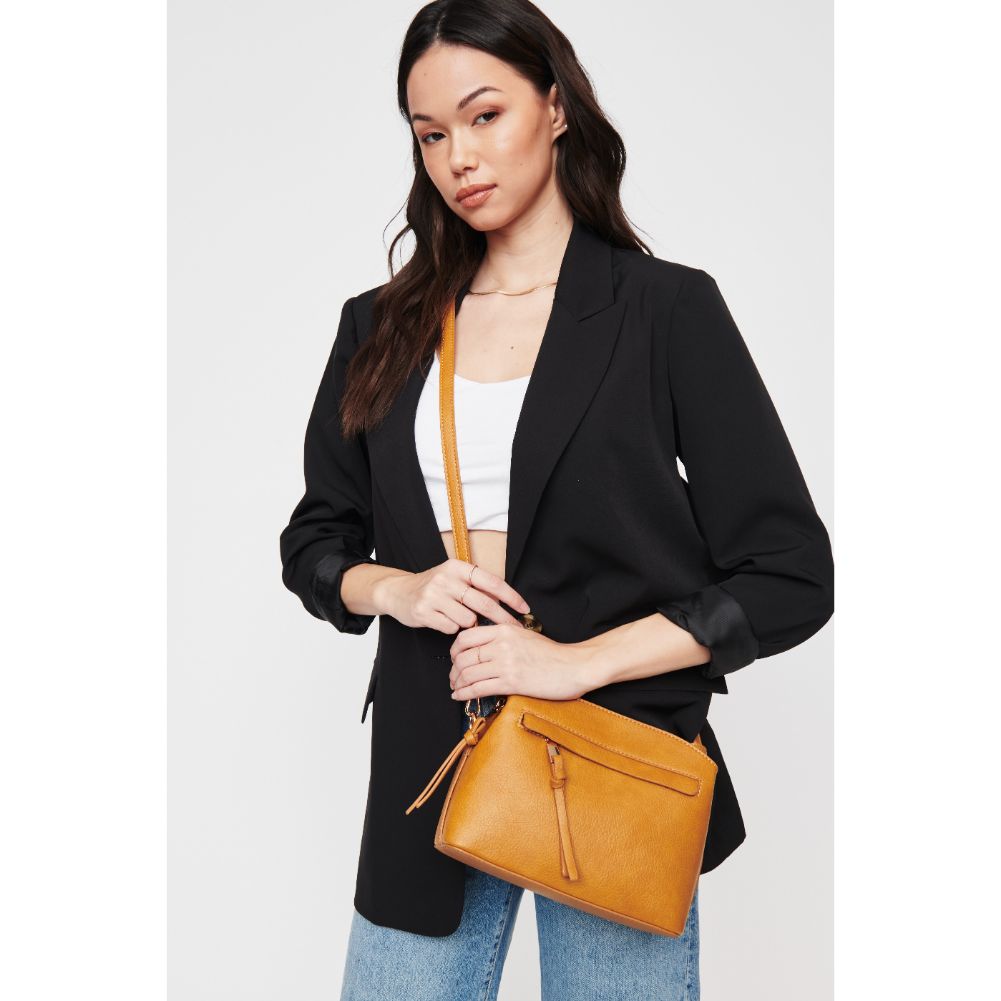 Woman wearing Mustard Urban Expressions Jayce Crossbody 840611104441 View 1 | Mustard