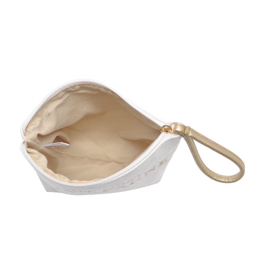 Woman wearing But First Urban Expressions Carry-All Writing Wristlet 818209012461 View 9 | But First