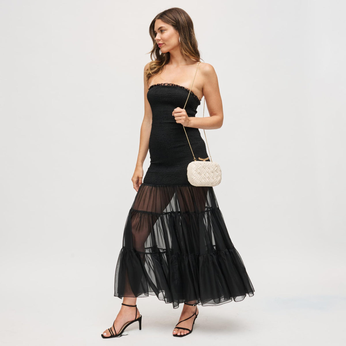 Woman wearing Ivory Urban Expressions Rya Evening Bag 840611199911 View 3 | Ivory