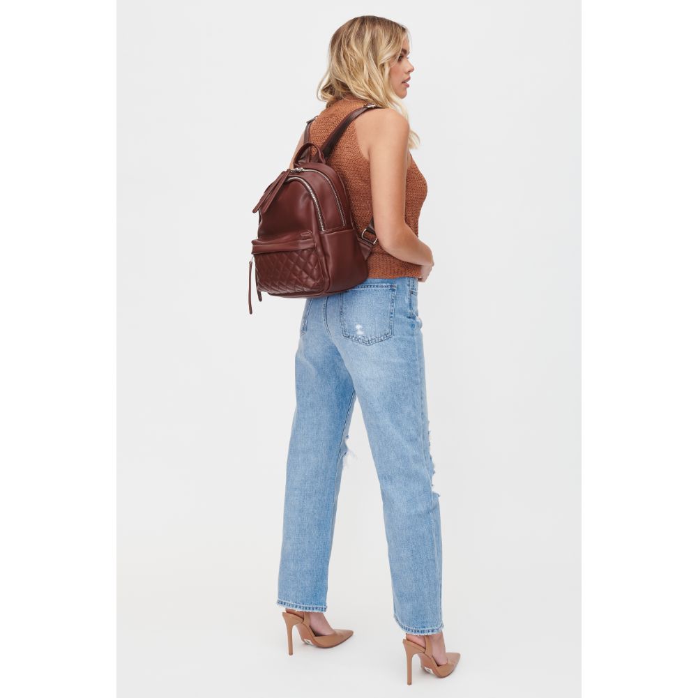 Woman wearing Chocolate Urban Expressions Briana Backpack 818209011921 View 3 | Chocolate