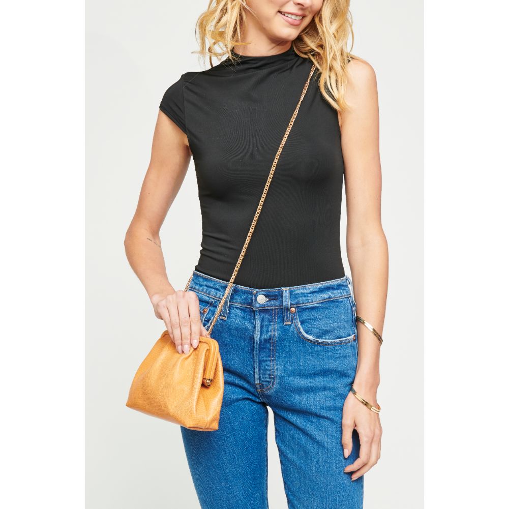 Woman wearing Mustard Urban Expressions Margie Clutch 840611174918 View 3 | Mustard