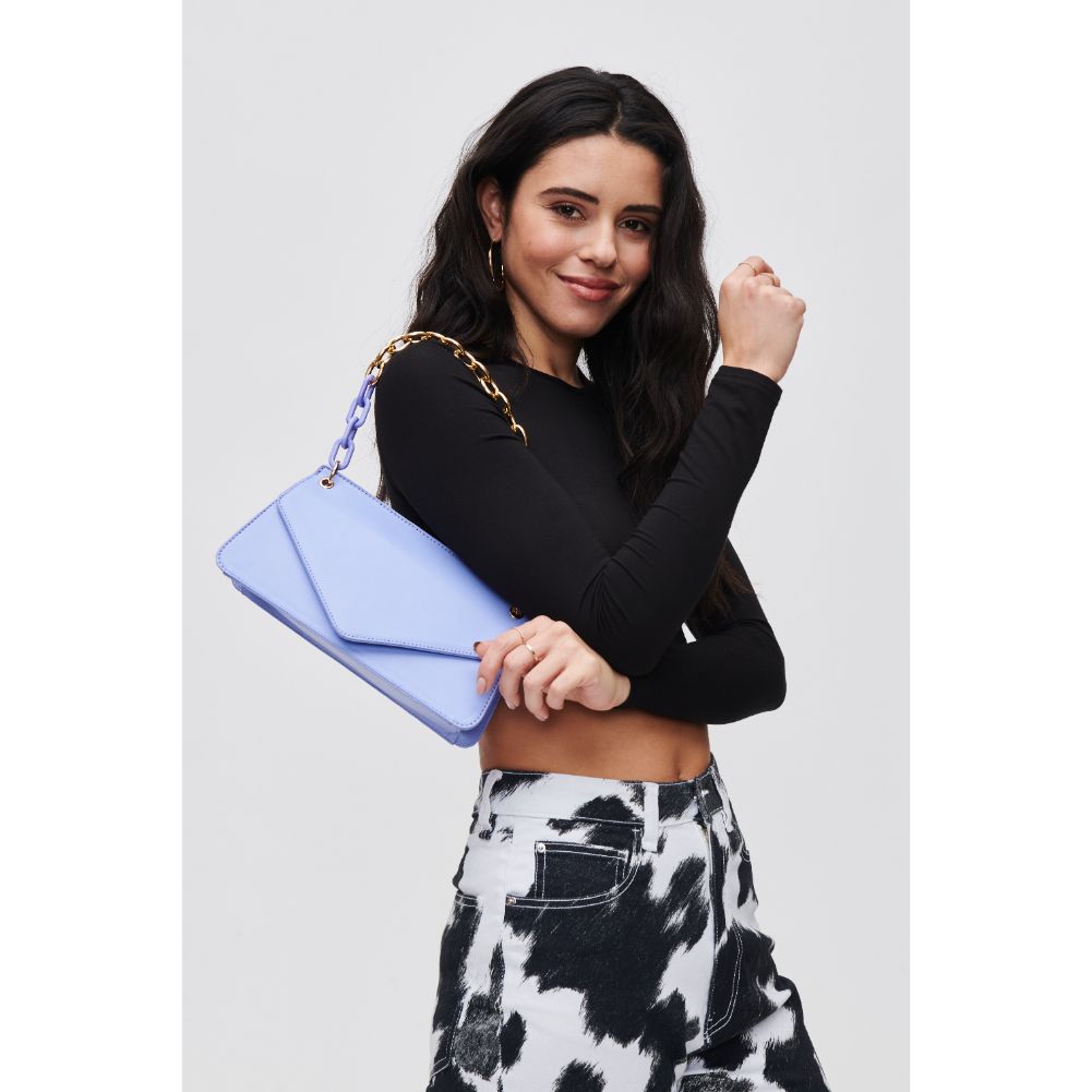 Woman wearing Periwinkle Urban Expressions Lisette Crossbody 840611118288 View 1 | Periwinkle