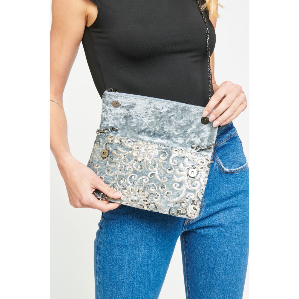 Woman wearing Slate Urban Expressions Rhapsody Clutch 840611139733 View 2 | Slate