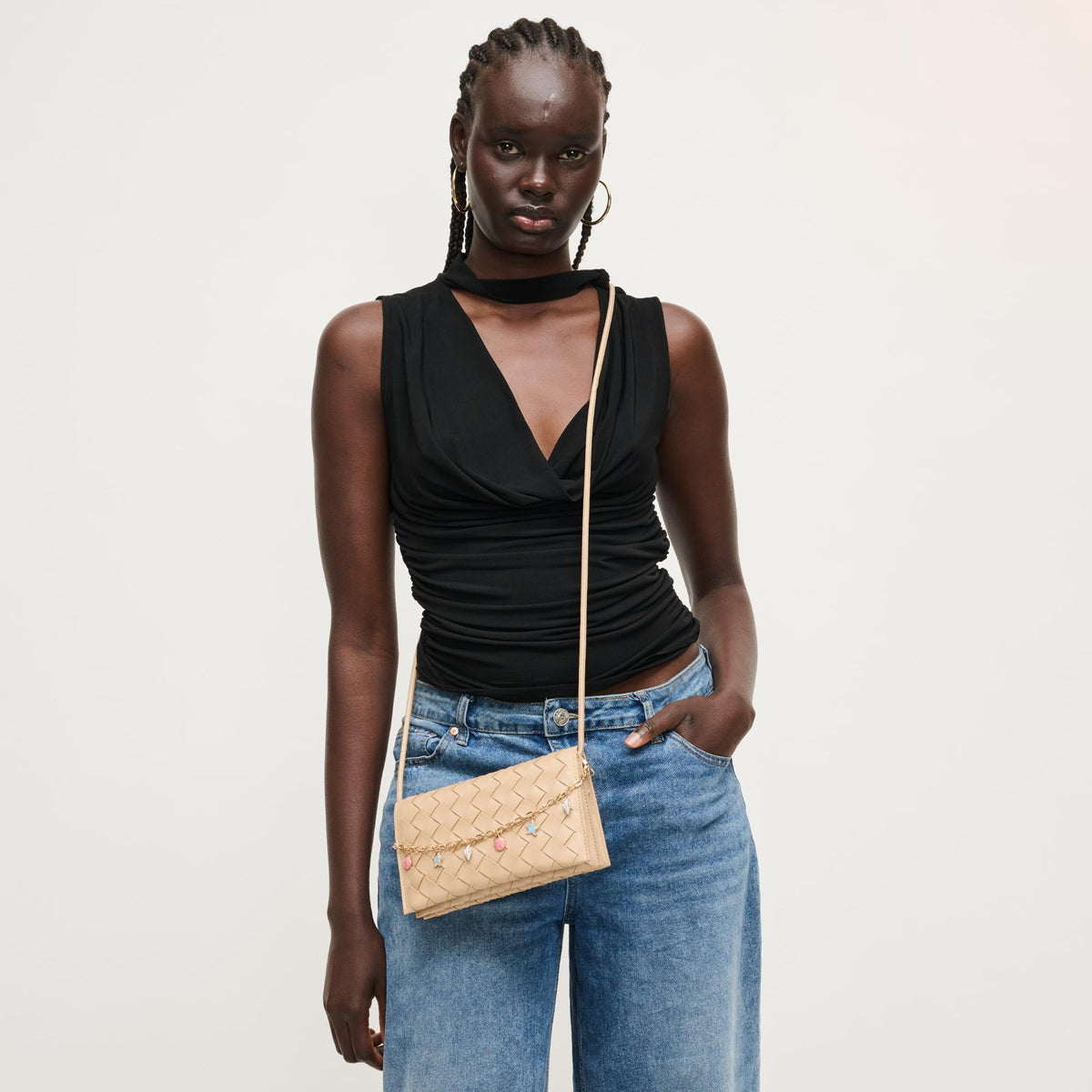 Woman wearing Natural Urban Expressions Aubrey Crossbody 840504205644 View 3 | Natural