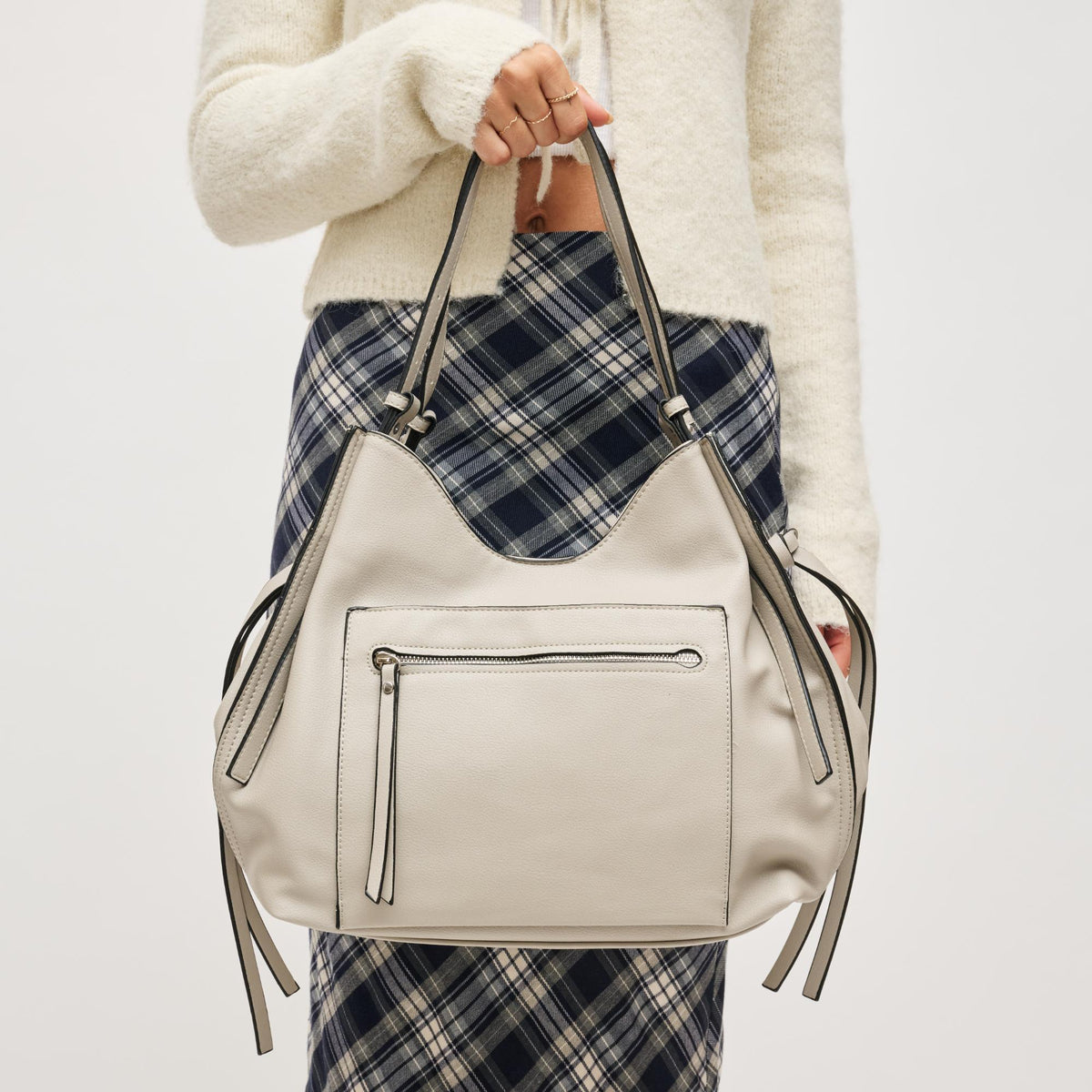 Woman wearing Grey Urban Expressions Etta Hobo 840504200359 View 1 | Grey