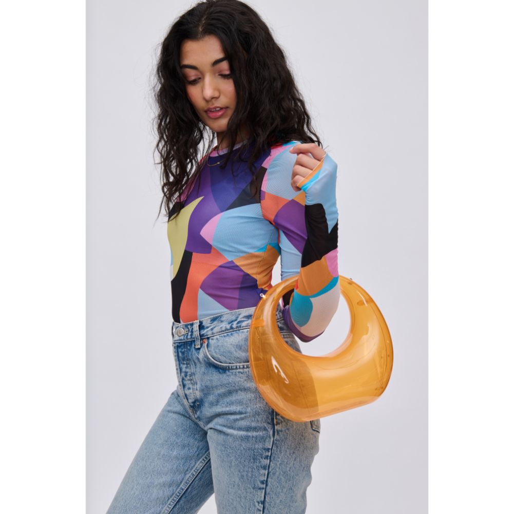 Woman wearing Neon Orange Urban Expressions Bess Evening Bag 840611116956 View 2 | Neon Orange