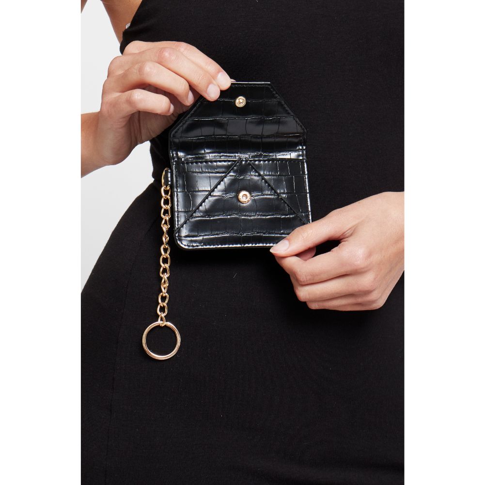 Woman wearing Black Urban Expressions Gia - Croco Card Holder 840611181794 View 2 | Black