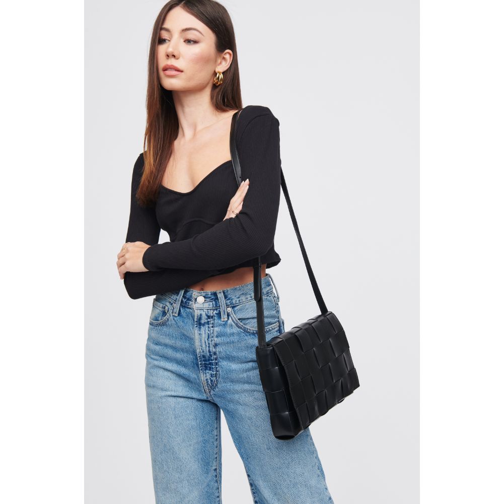 Woman wearing Black Urban Expressions Olga - Woven Crossbody 818209019231 View 4 | Black