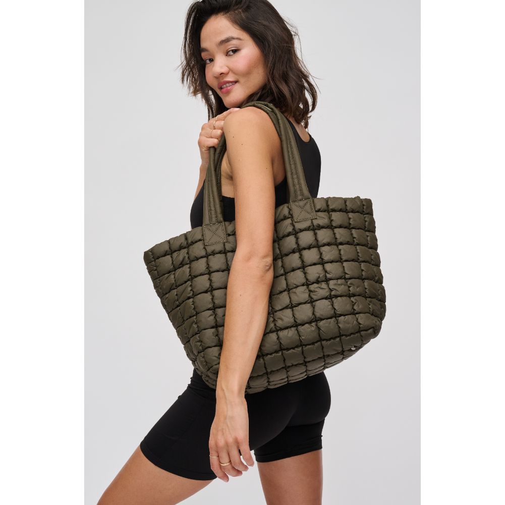 Woman wearing Olive Urban Expressions Breakaway - Puffer Tote 840611119902 View 1 | Olive