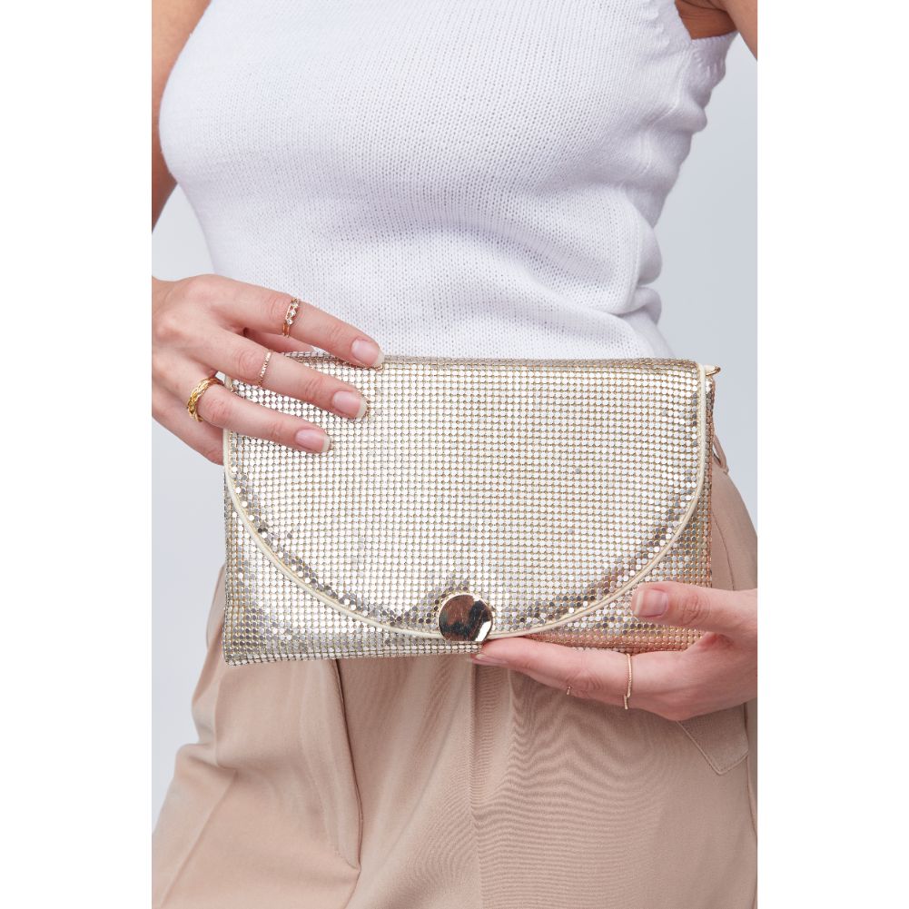 Woman wearing Gold Urban Expressions Febe Evening Bag 818209011396 View 1 | Gold