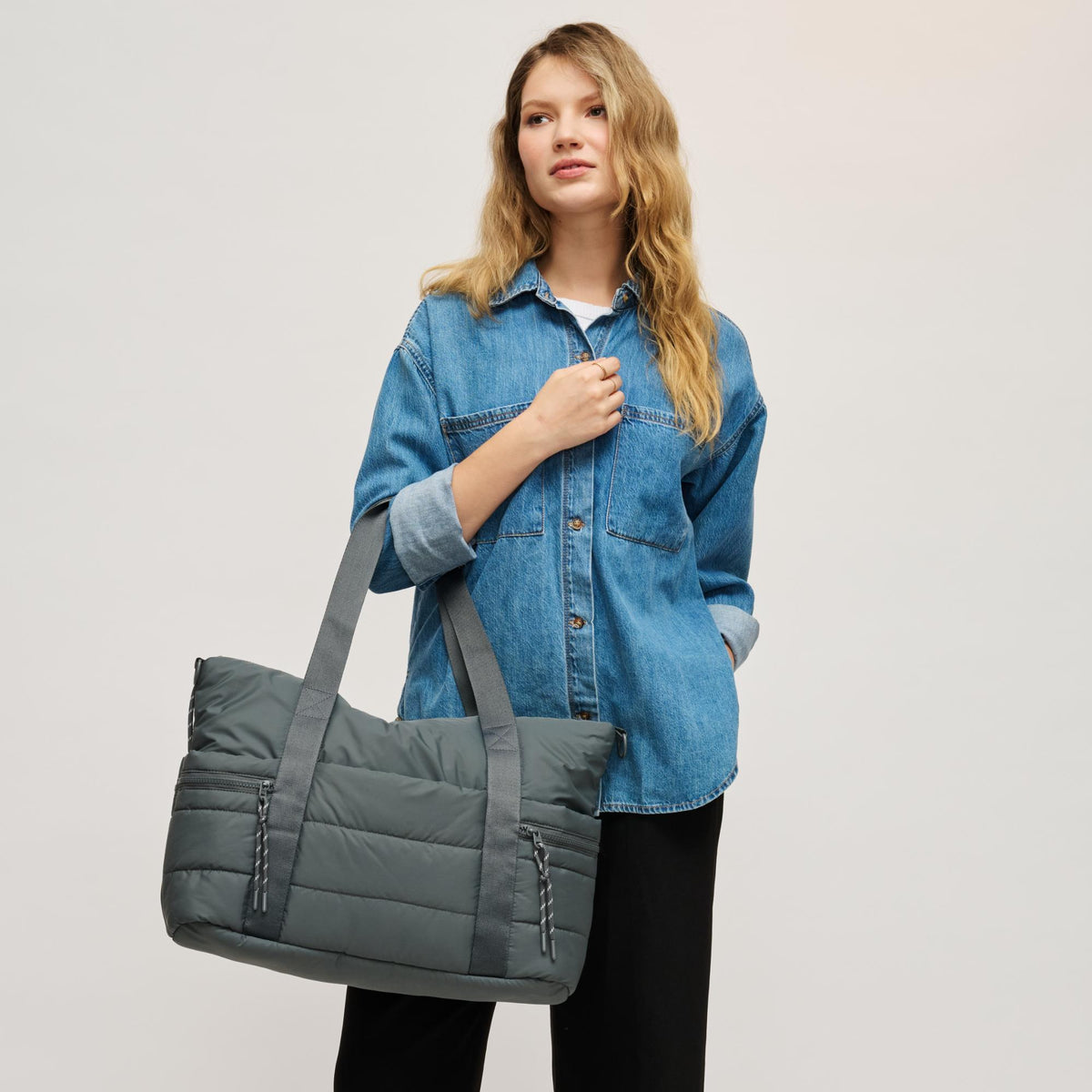 Woman wearing Carbon Urban Expressions Everywhere Tote 840504209932 View 1 | Carbon