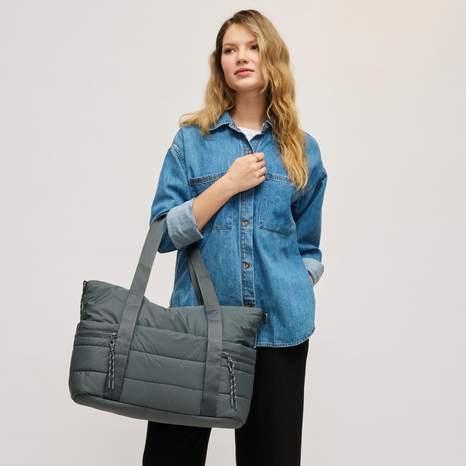 Woman wearing Black Urban Expressions Everywhere Tote 840504209918 View 1 | Black