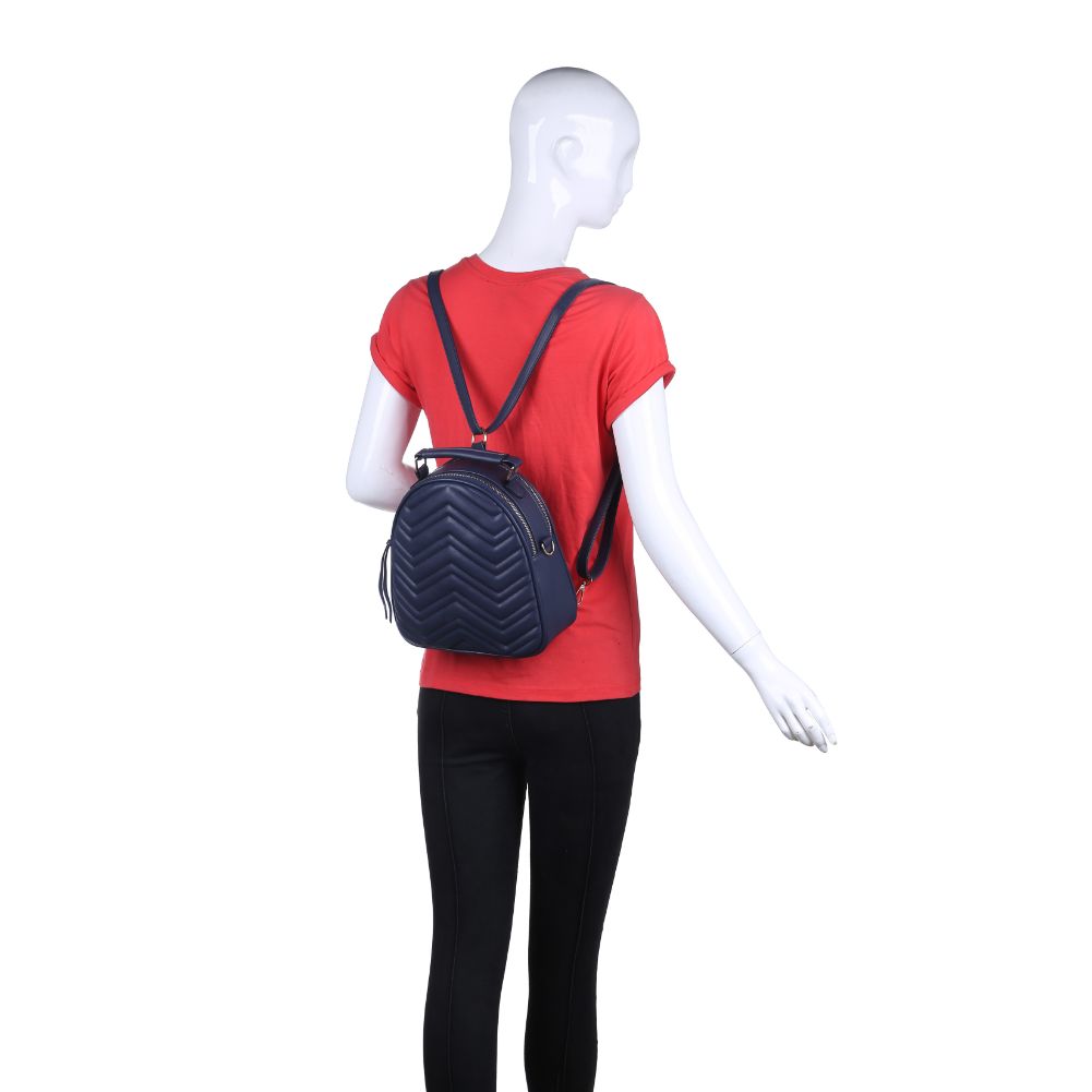 Product Image of Urban Expressions Constance V Stitch Double Zip Backpack 840611168580 View 5 | Blue