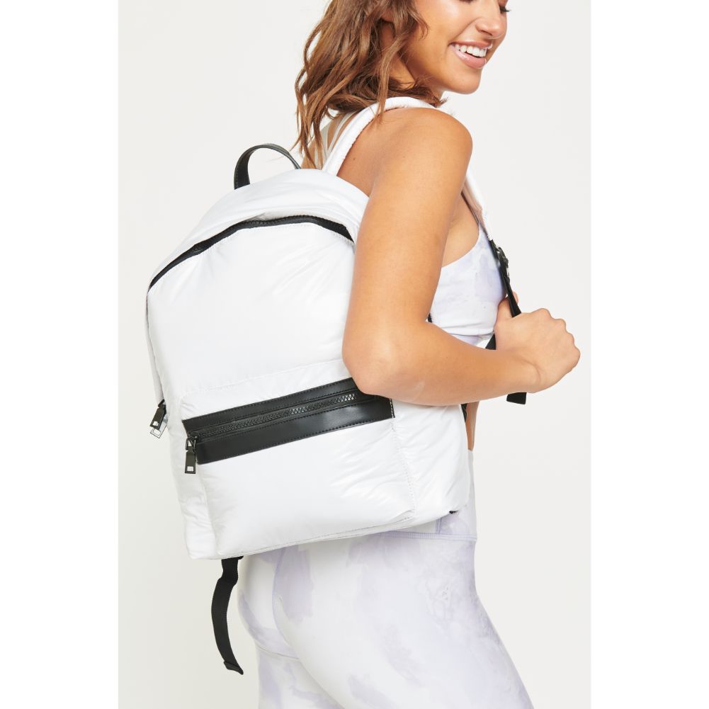 Woman wearing White Urban Expressions Emerson Backpack 840611178510 View 2 | White