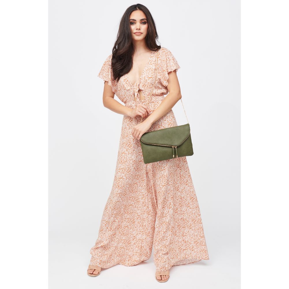 Woman wearing Olive Urban Expressions Stella Clutch 840611117670 View 3 | Olive
