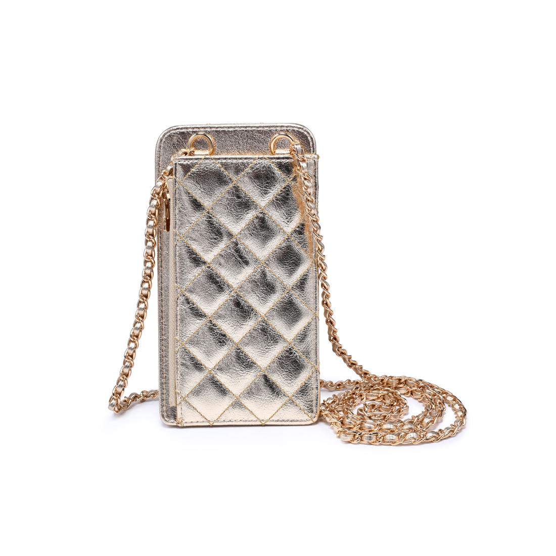 Woman wearing Light Gold Urban Expressions Brianna 2.0 Cell Phone Crossbody 840504203787 View 7 | Light Gold