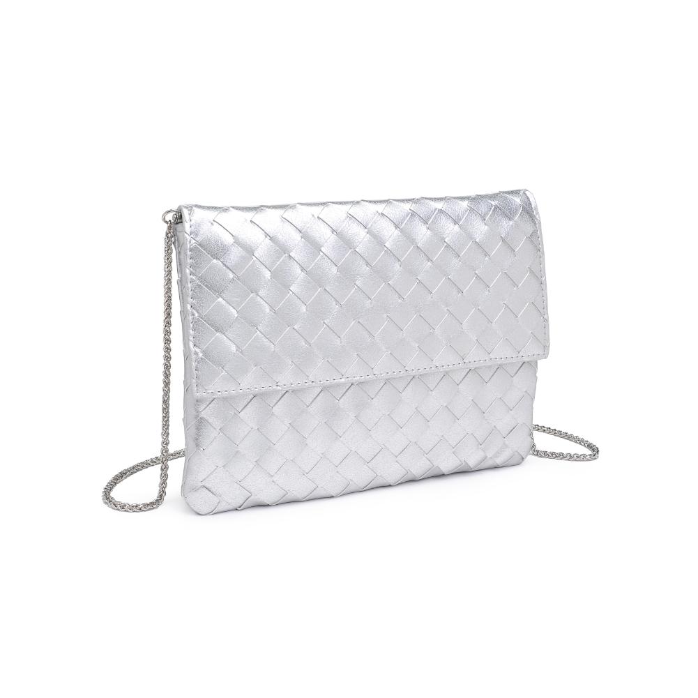 Woman wearing Silver Urban Expressions Ivy Clutch 840611133342 View 6 | Silver
