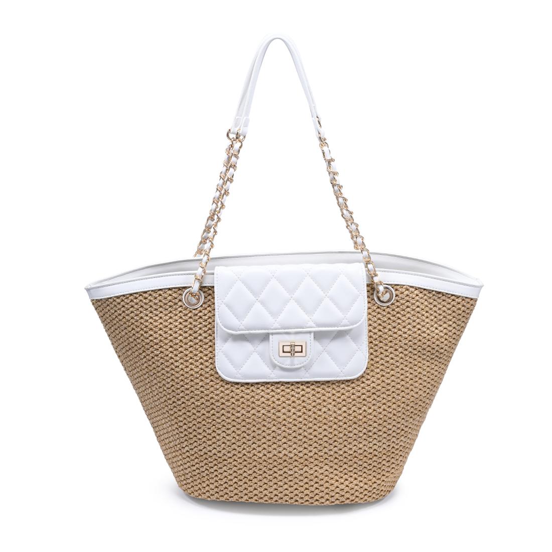 Woman wearing Natural White Urban Expressions Landon Tote 840504205019 View 5 | Natural White