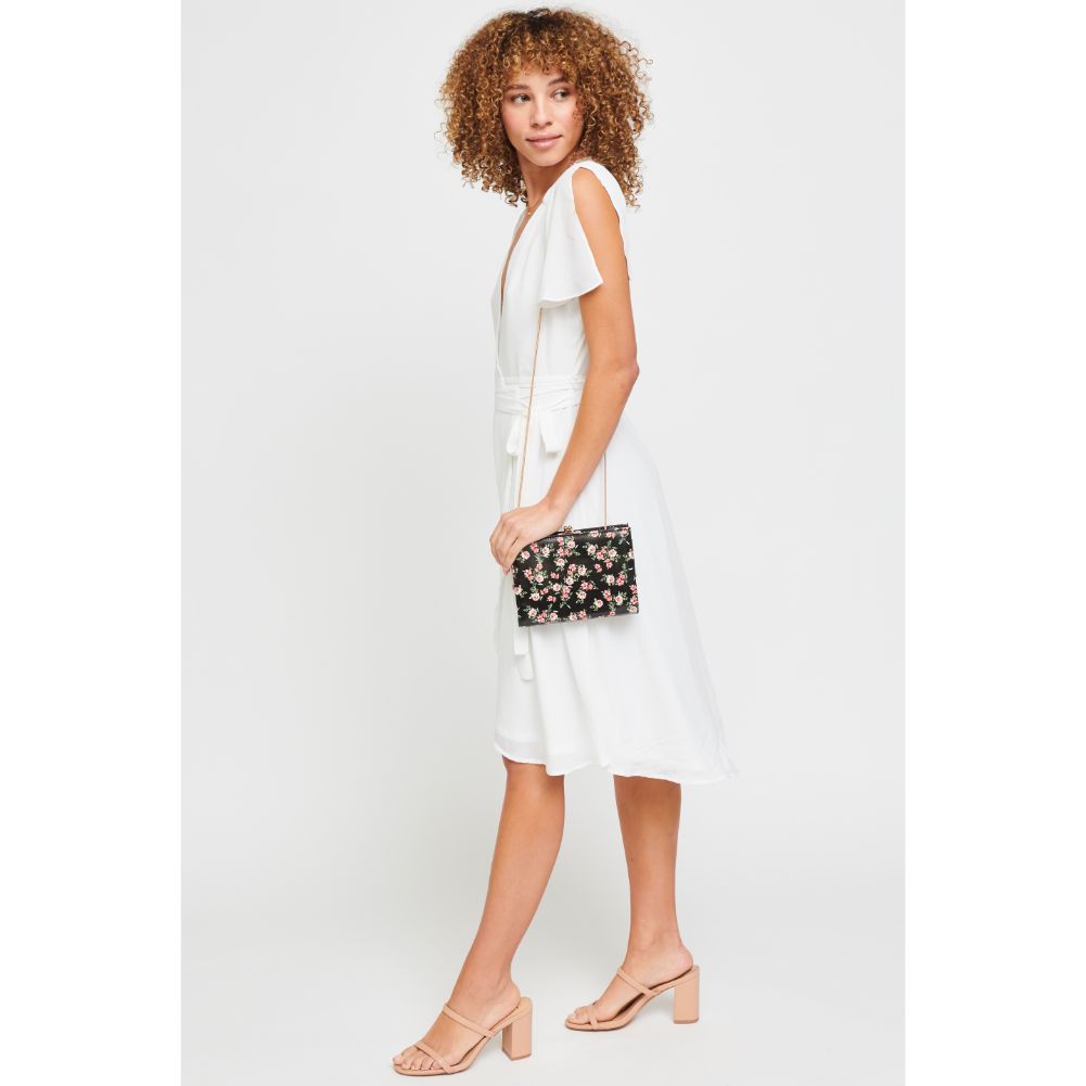 Woman wearing Black Urban Expressions Elijah - Floral Clutch 840611181480 View 4 | Black