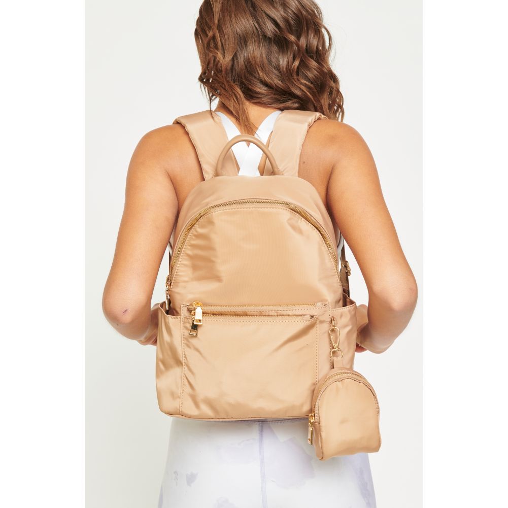 Woman wearing Nude Urban Expressions Venus Backpack 840611177766 View 1 | Nude