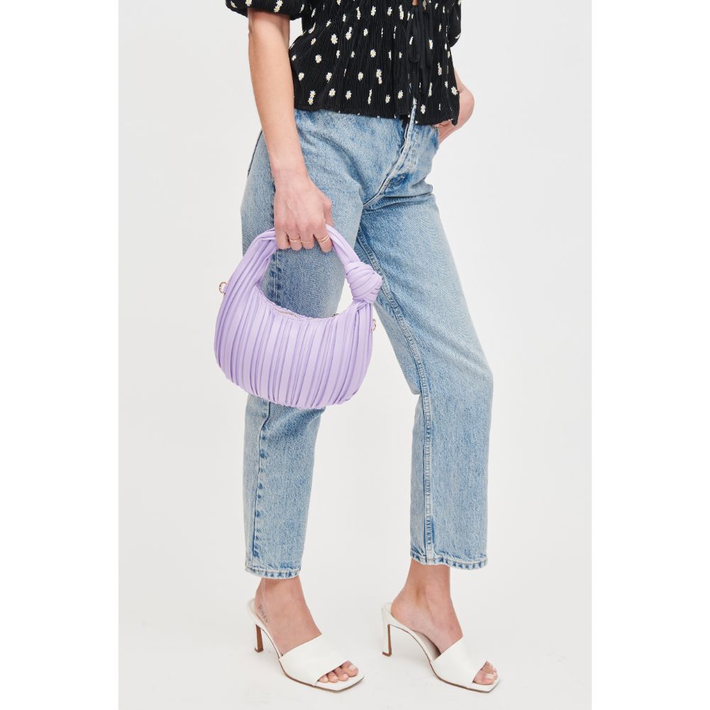 Woman wearing Lavender Urban Expressions Fawna  - Pleated Crossbody 840611106421 View 2 | Lavender