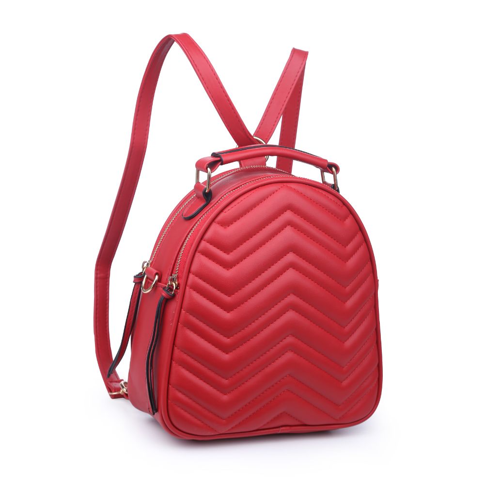 Product Image of Urban Expressions Constance V Stitch Double Zip Backpack 840611168610 View 2 | Red
