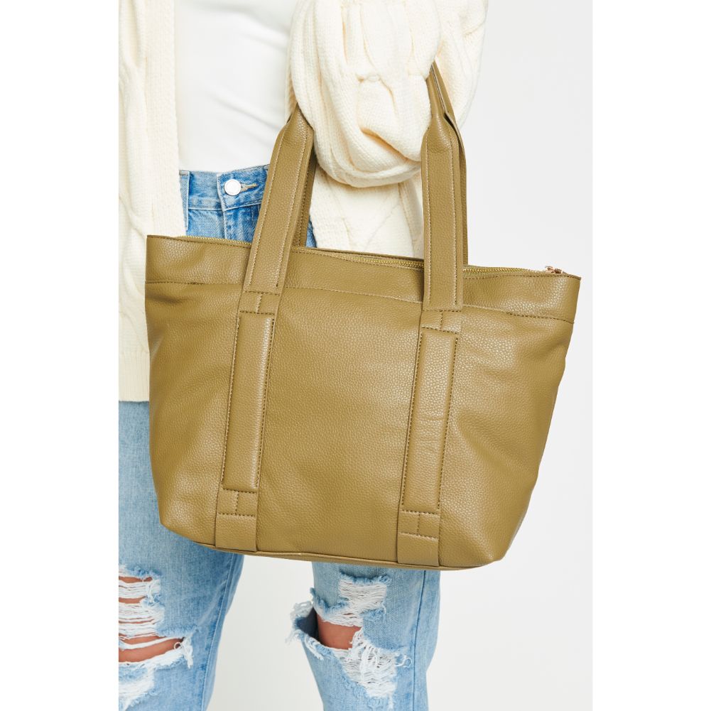 Woman wearing Olive Urban Expressions Finn Tote NA-840611156068 View 2 | Olive