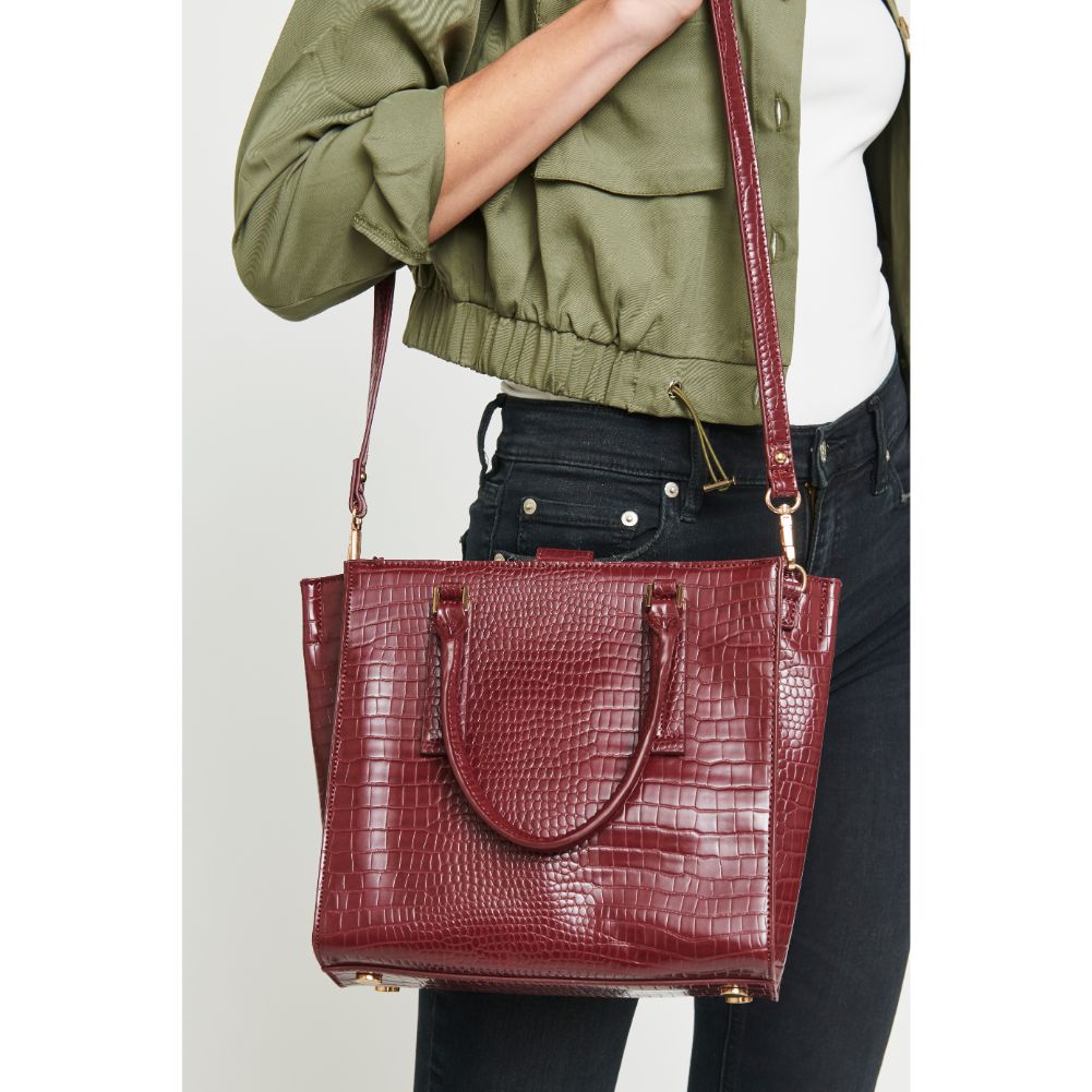 Woman wearing Burgundy Urban Expressions Josephine Tote 840611167156 View 2 | Burgundy