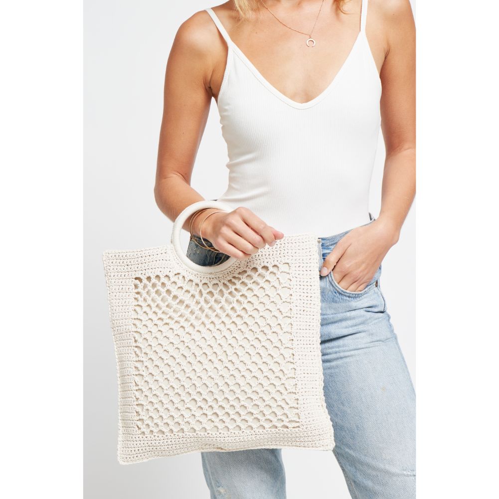 Woman wearing Ivory Urban Expressions Bermuda Tote 840611181718 View 2 | Ivory