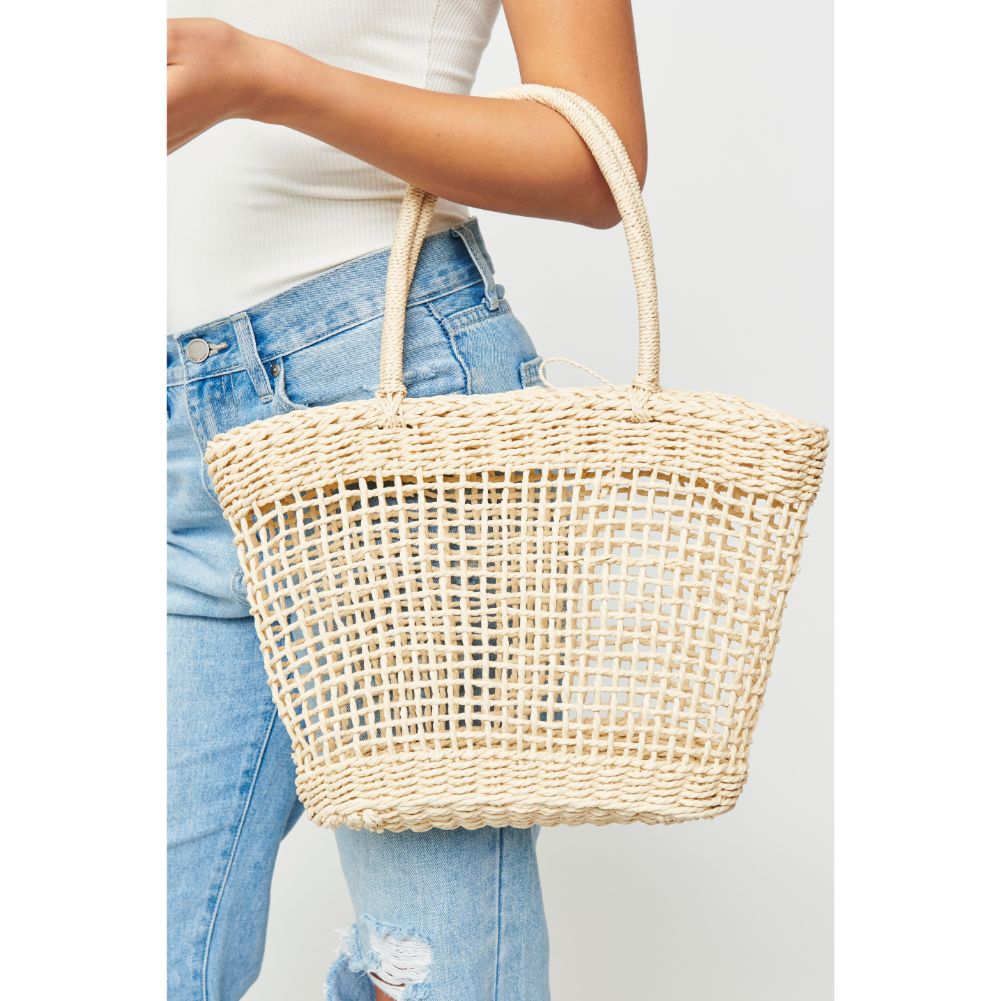 Woman wearing Ivory Urban Expressions Siona Tote NA-840611161895 View 1 | Ivory